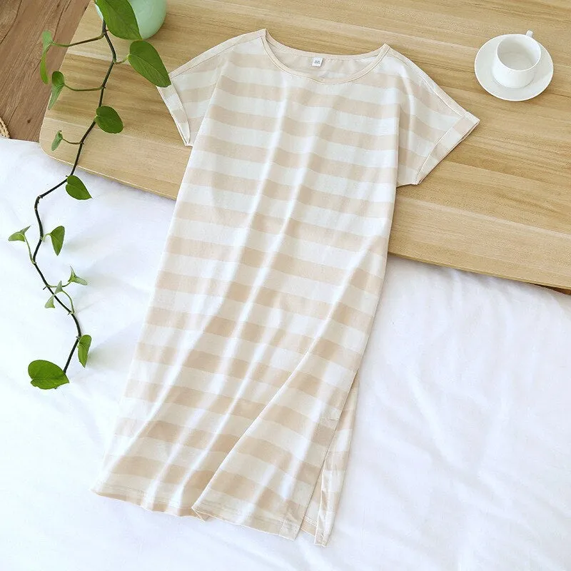 Short-Sleeved Striped Nightgowns