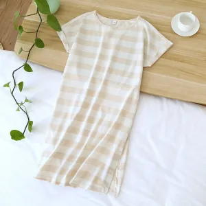 Short-Sleeved Striped Nightgowns