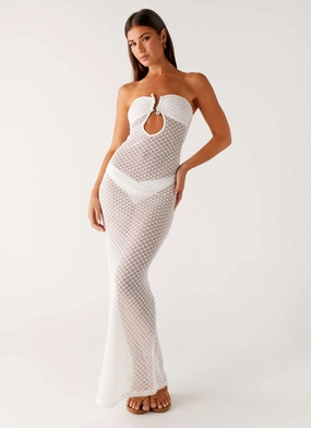 Water-resistant Showcase Crochet Maxi Dress - Ivory