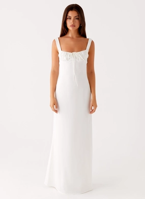 Shyla Maxi Dress - Ivory foldable Drawstring-Closure