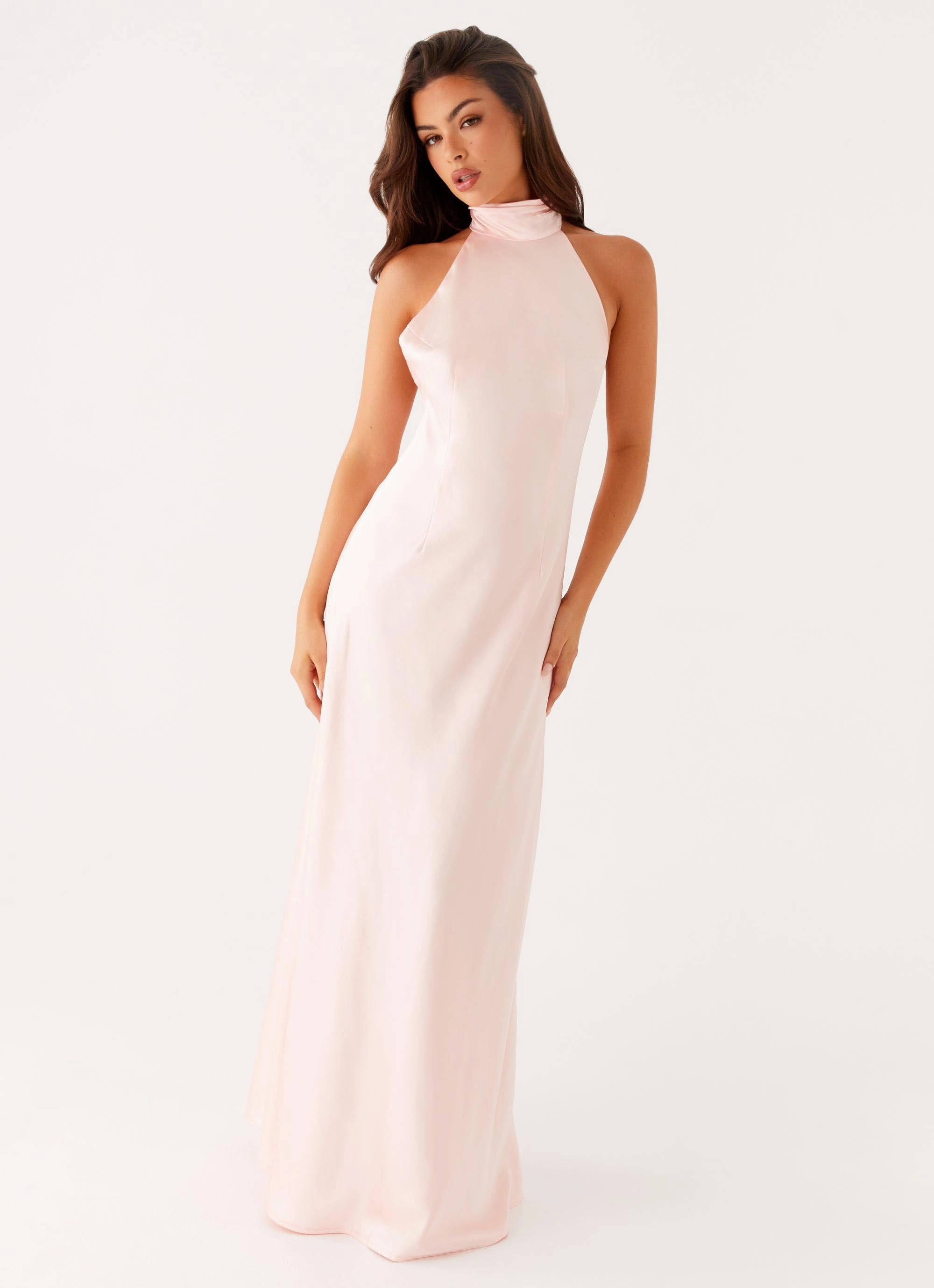 Siani Backless Maxi Dress - Pink Chic casual Metallic Finish