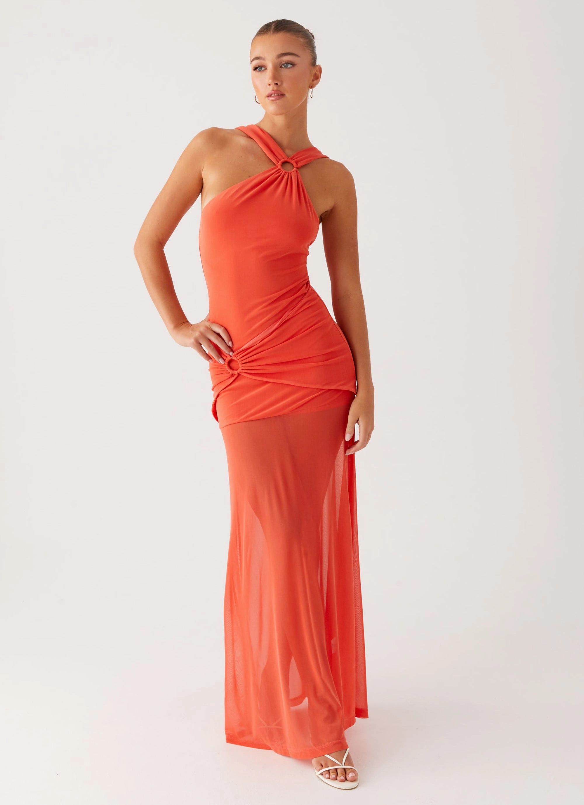 Kavala Maxi Dress - Coral retro-style Effortless Fit Design