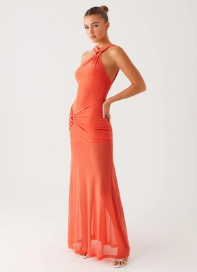 Kavala Maxi Dress - Coral Tailored Comfort Flowy Cut