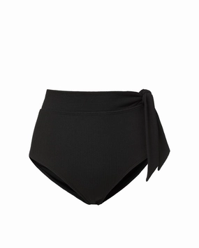 Summer Fun Swim Side Tie High Waist Bottom In Black Texture