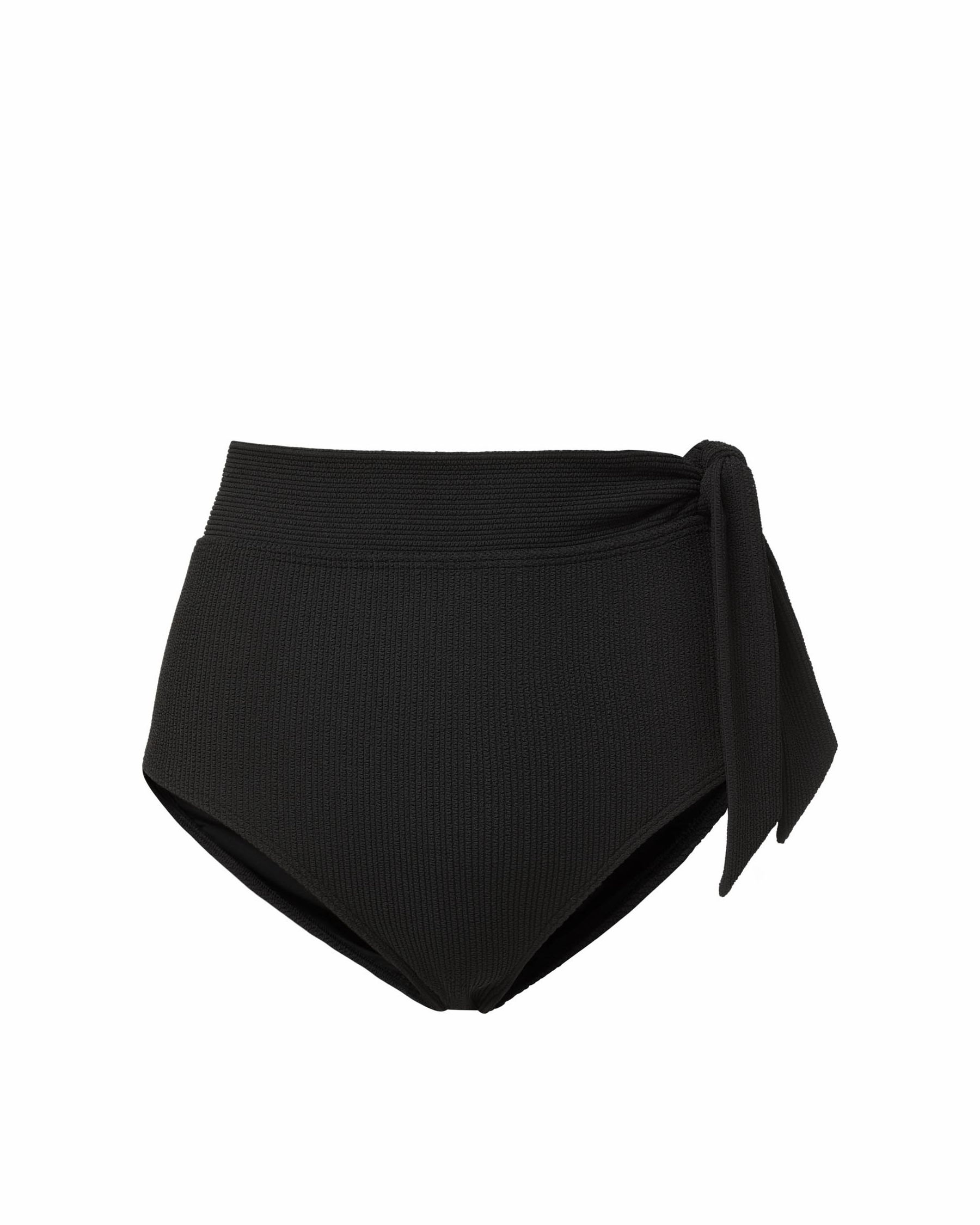 Summer Fun Swim Side Tie High Waist Bottom In Black Texture