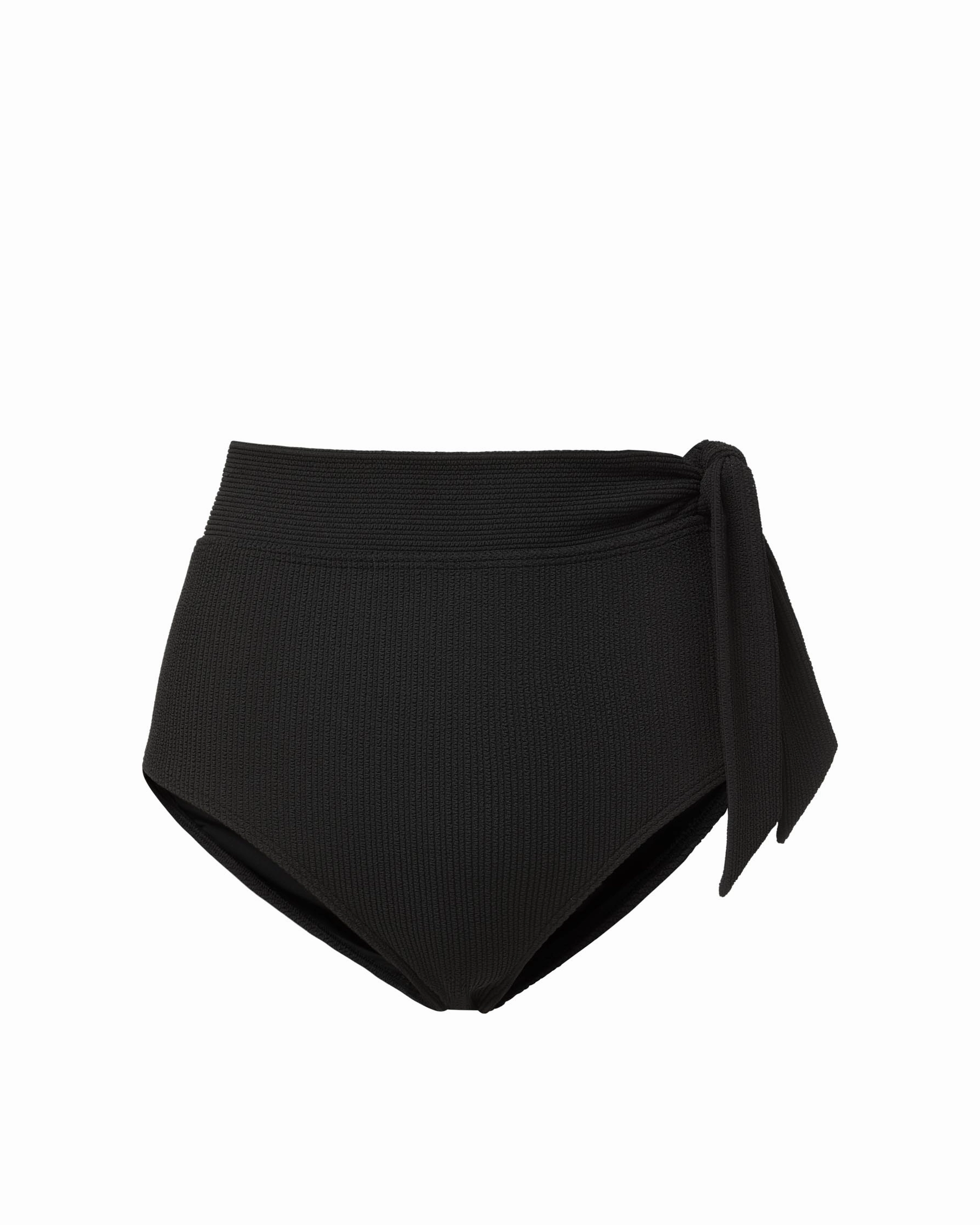 UPF 50  Protection Side Tie High Waist Bottom In Black Texture