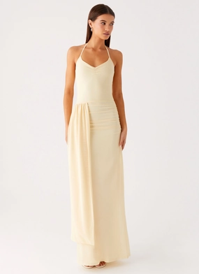 Signal Halter Maxi Dress - Sunny Yellow Stylish Wear
