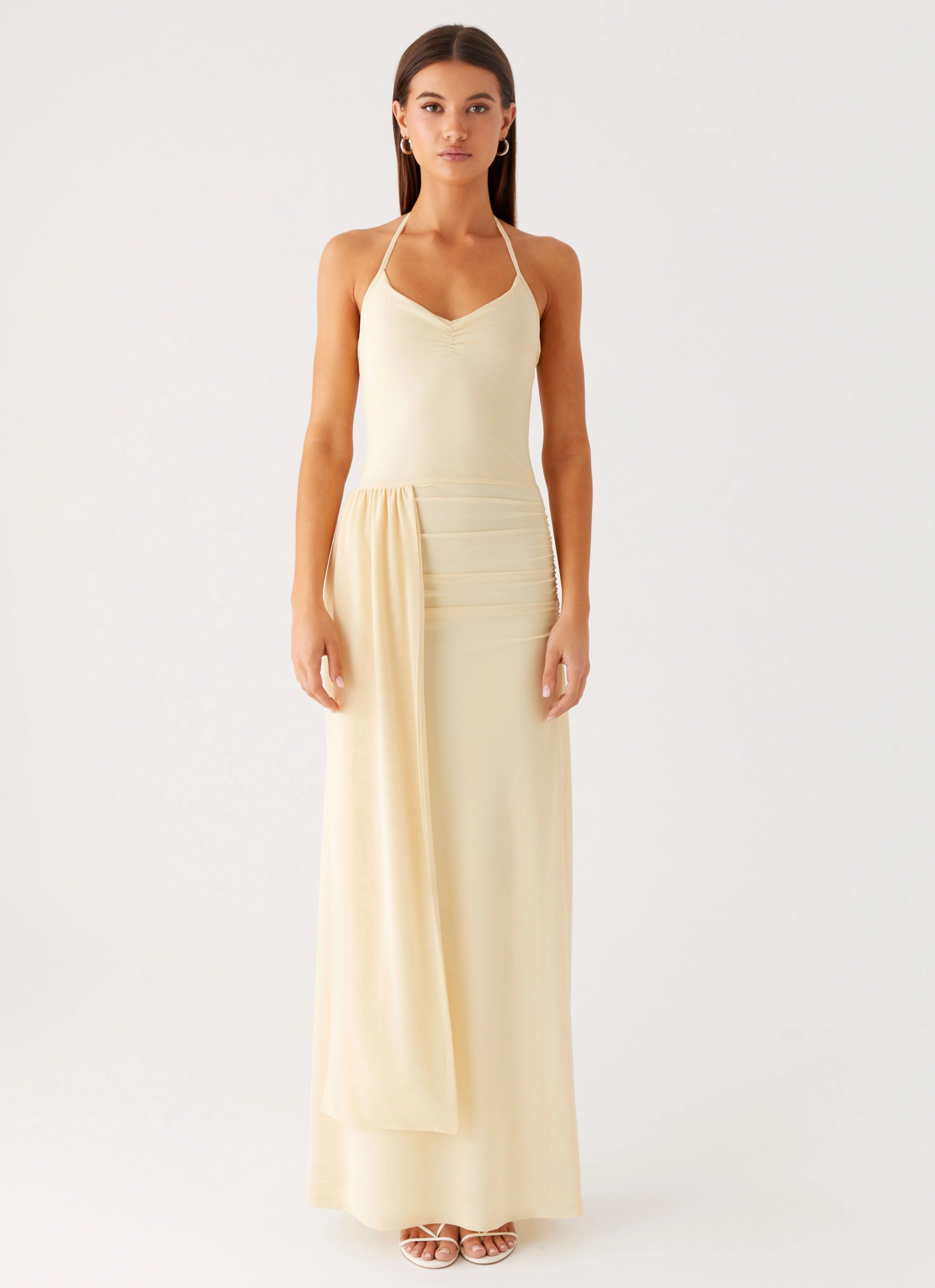 Signal Halter Maxi Dress - Sunny Yellow Smooth Tone Comfort Stretch