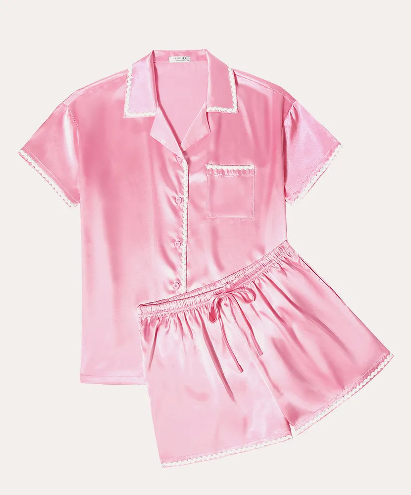 Silk Braided Trim Pajama Set (US Only)