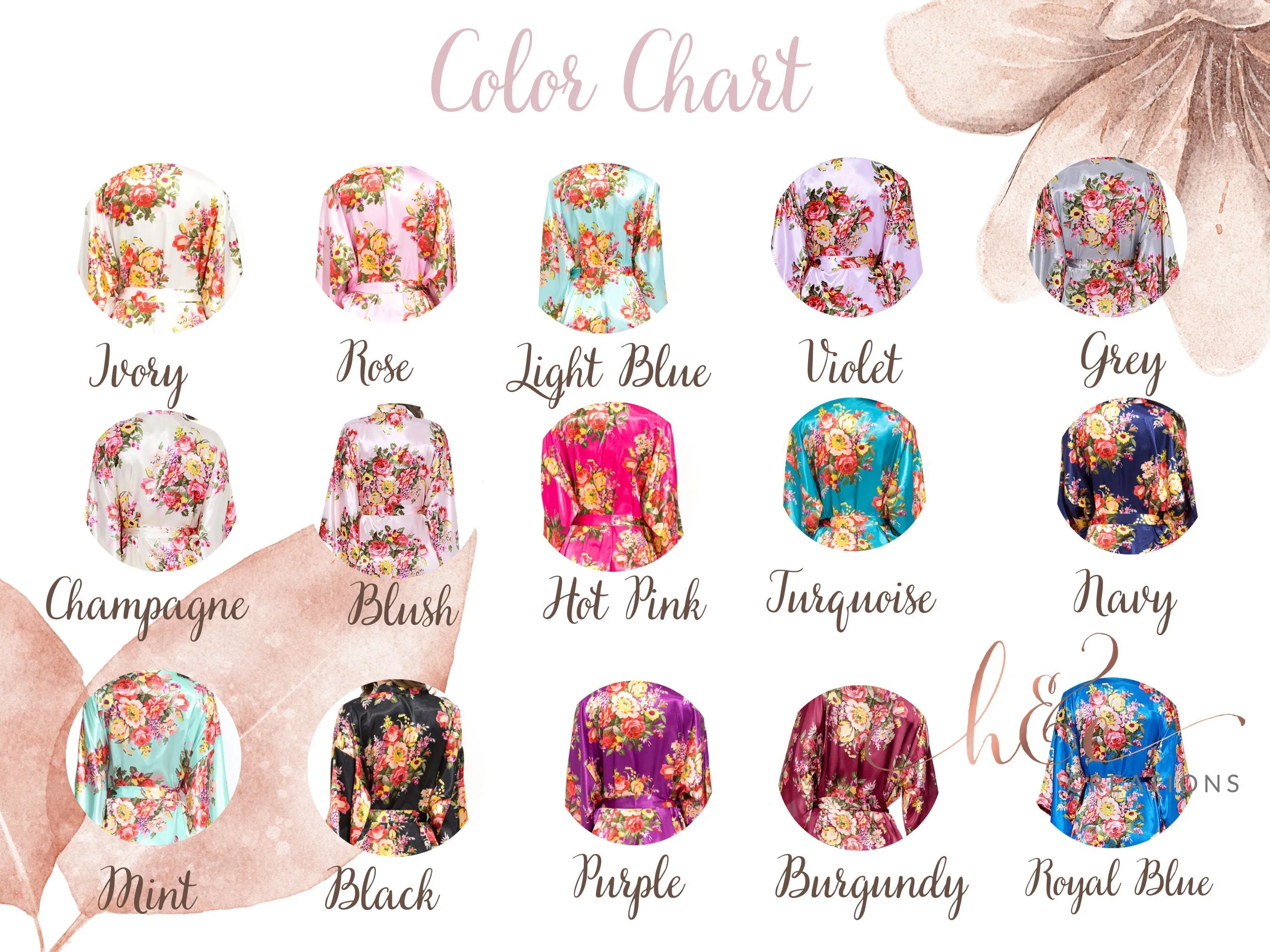 Silk Bridesmaid Robes, Bridesmaid Gifts Floral Robe, Getting Ready Robes for Bridal Party, Kimono Robes Set