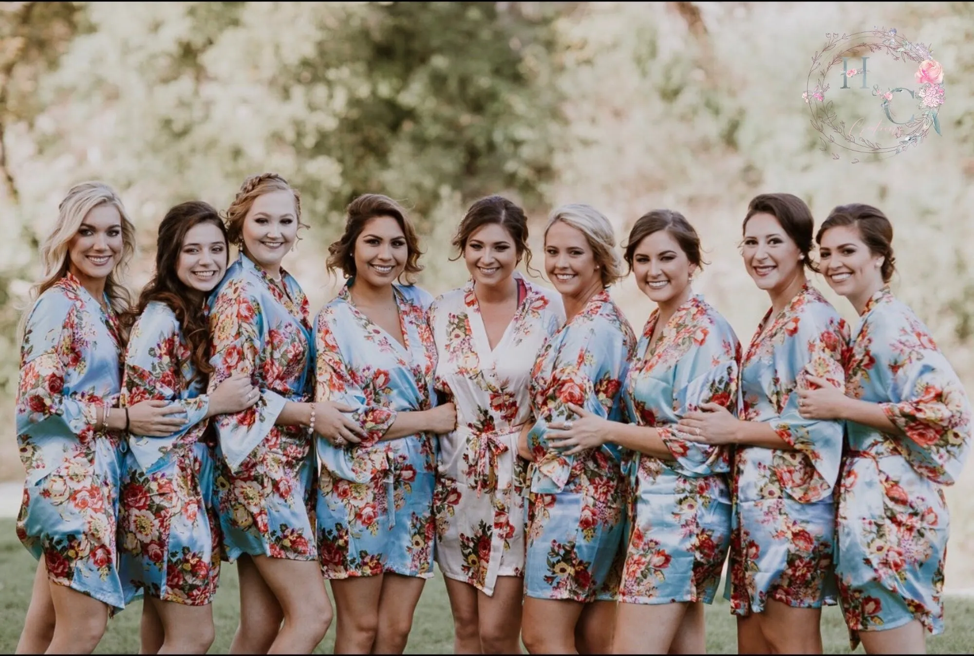 Silk Bridesmaid Robes, Bridesmaid Gifts Floral Robe, Getting Ready Robes for Bridal Party, Kimono Robes Set