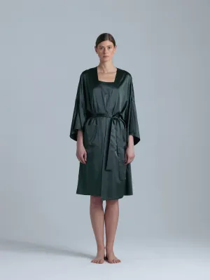 Silk Chemise and Robe Set 'Meteya&Aphrodite' in Rich Green