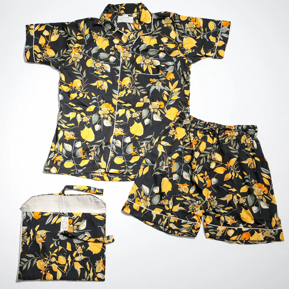 Silk Cotton Pajama Top & Short Set I Handmade Luxury Sleep Wear for Women
