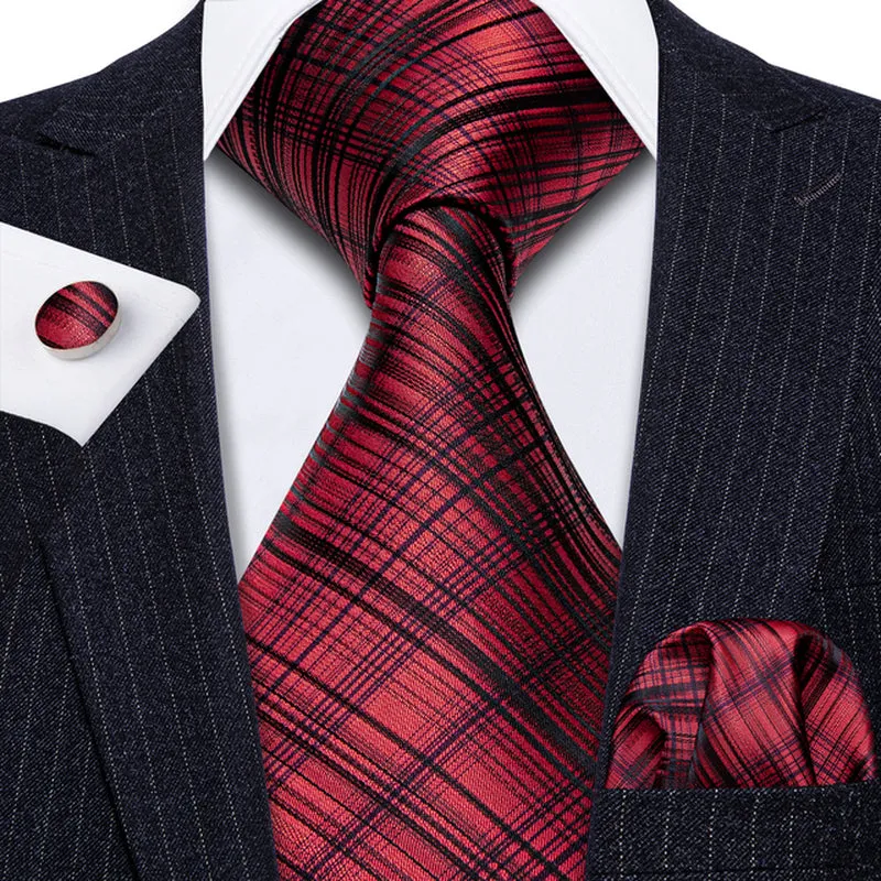 Silk Necktie Handkerchief Cufflinks Sets