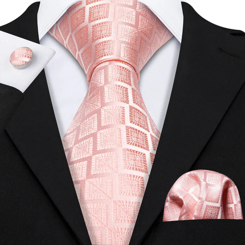 Silk Necktie Handkerchief Cufflinks Sets