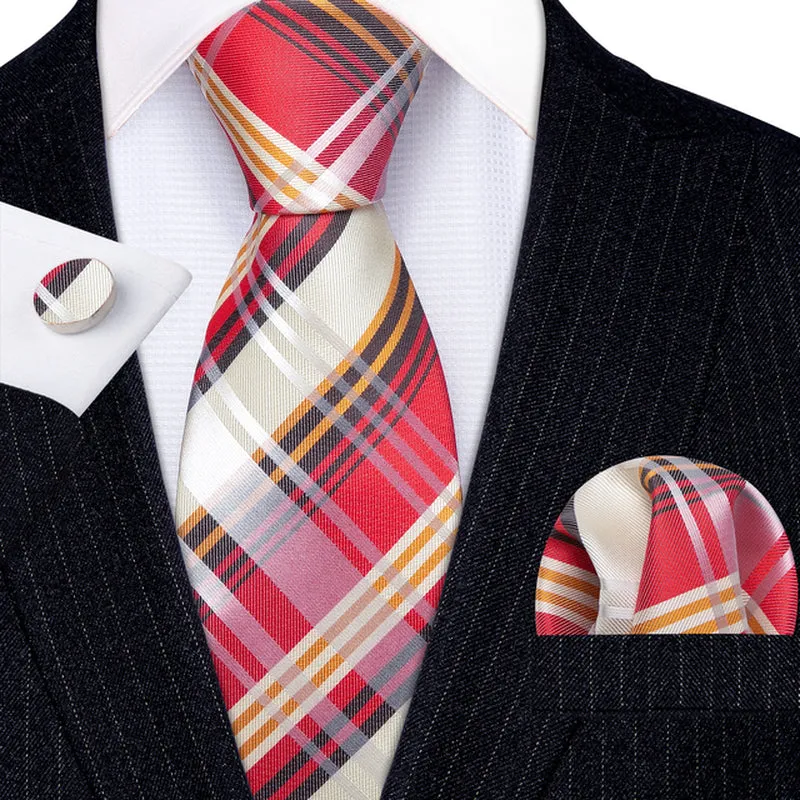 Silk Necktie Handkerchief Cufflinks Sets