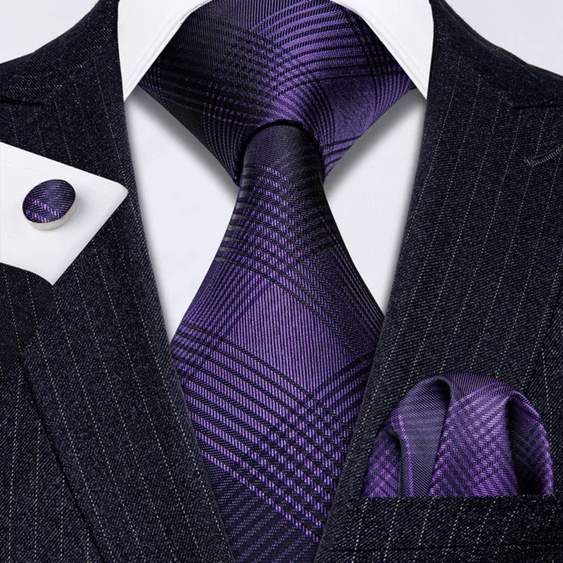 Silk Necktie Handkerchief Cufflinks Sets