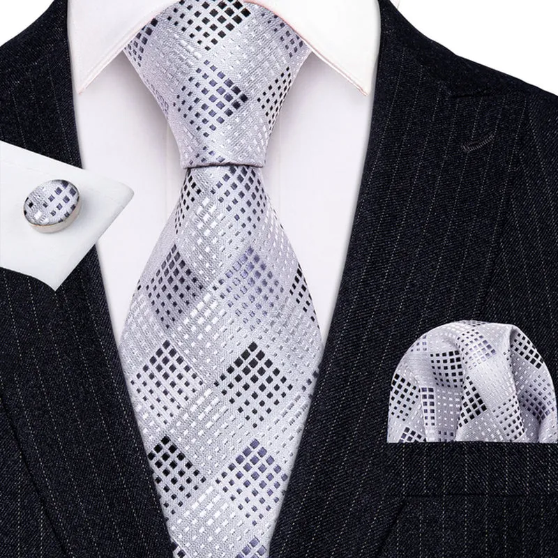 Silk Necktie Handkerchief Cufflinks Sets