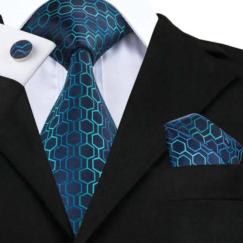 Silk Necktie Handkerchief Cufflinks Sets