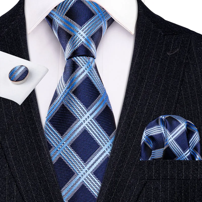 Silk Necktie Handkerchief Cufflinks Sets