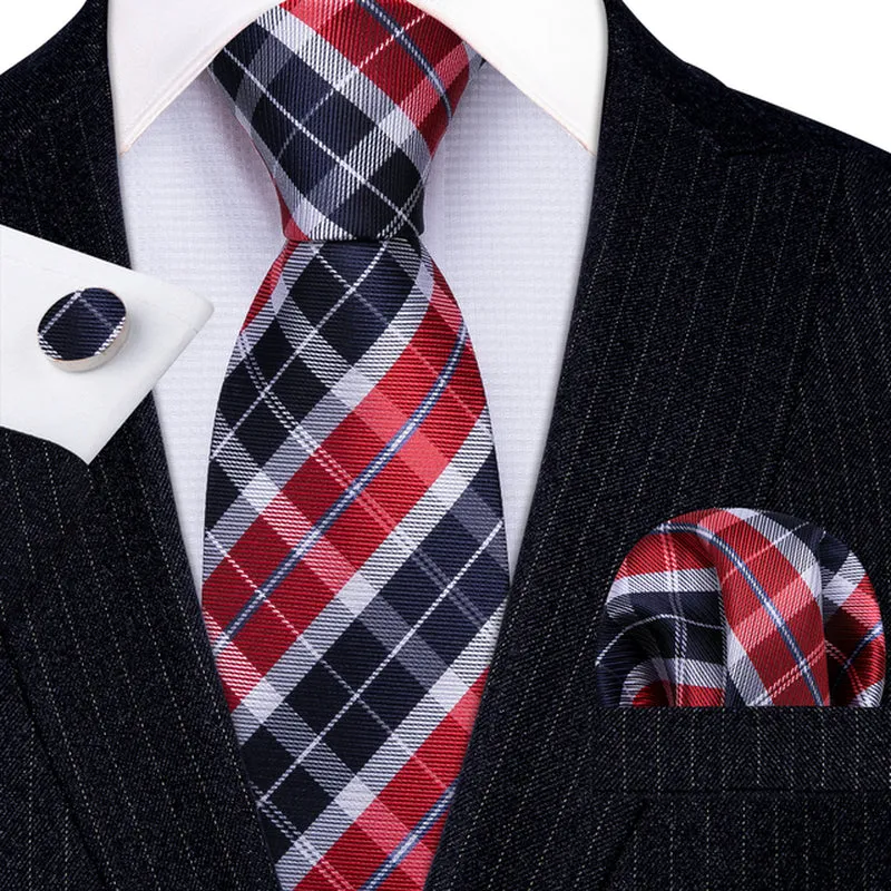 Silk Necktie Handkerchief Cufflinks Sets