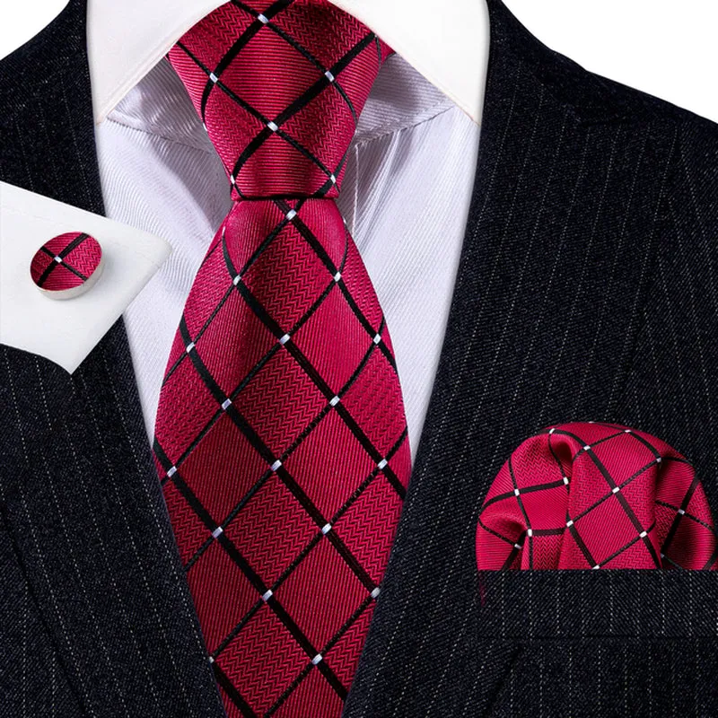 Silk Necktie Handkerchief Cufflinks Sets