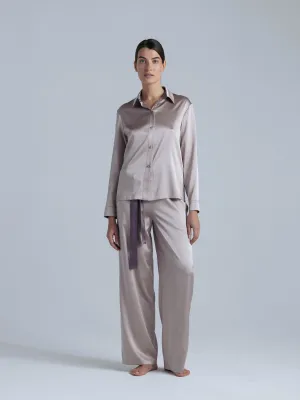 Silk Pants and Shirt Set 'Tyche' in Champagne Pink
