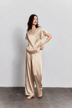 Silk Satin Ruffle Sleeve Pajama Sets (US Only)