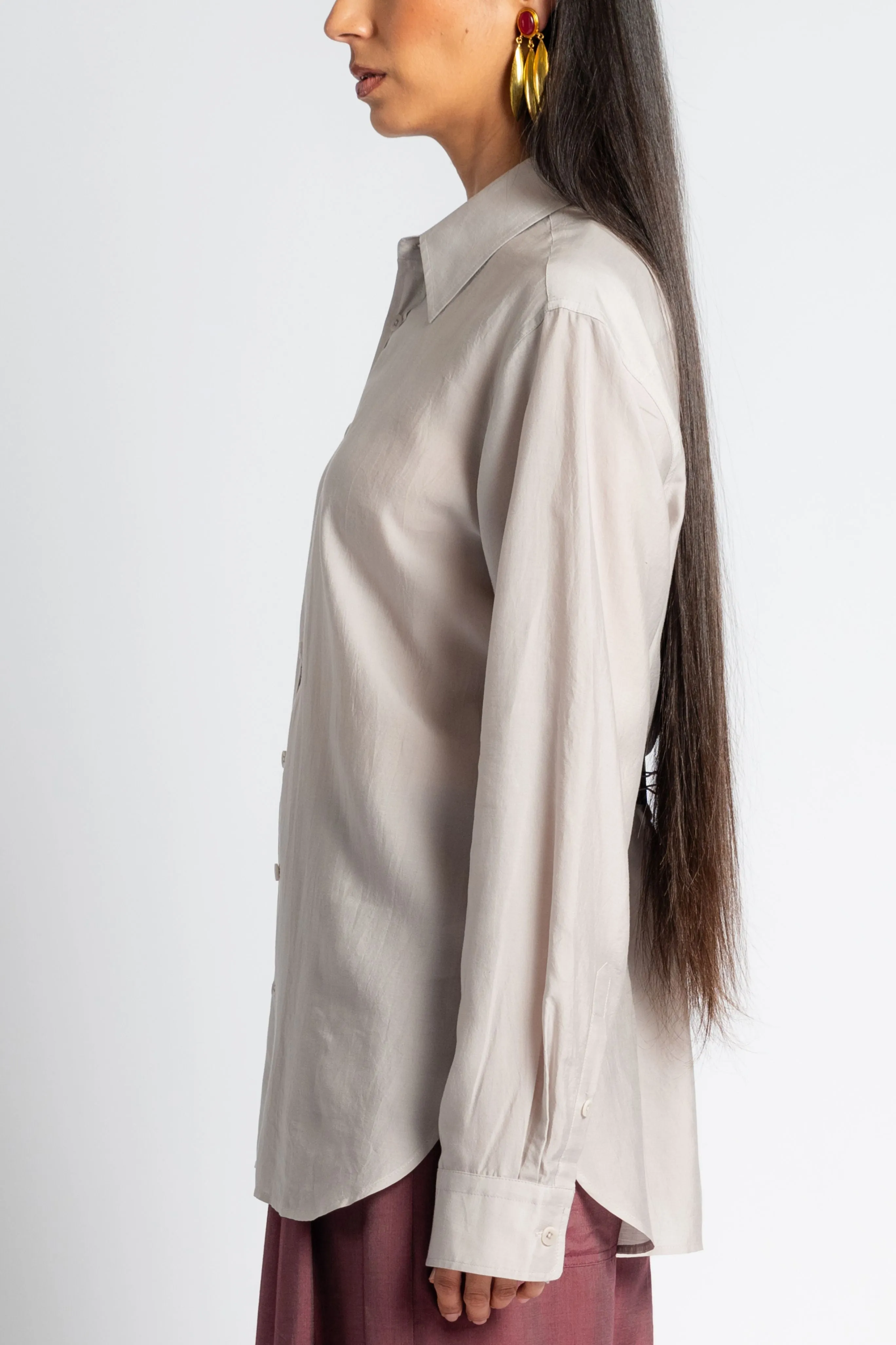 BreathableBackVents Zero Waste Production Label Silk Voile Charlie Men's Slim Shirt