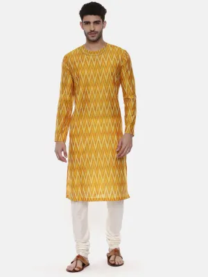 Silk Yellow Ikat Kurta - MMK0448