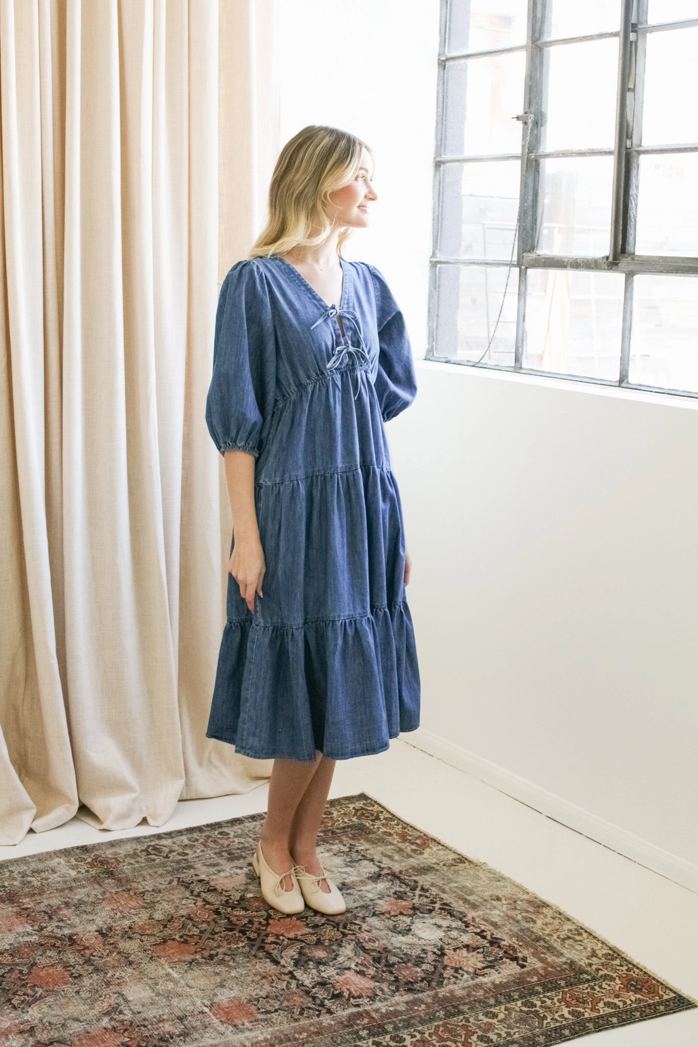 Simplistic Mood Mermaid-Hem Harper Denim Midi Dress