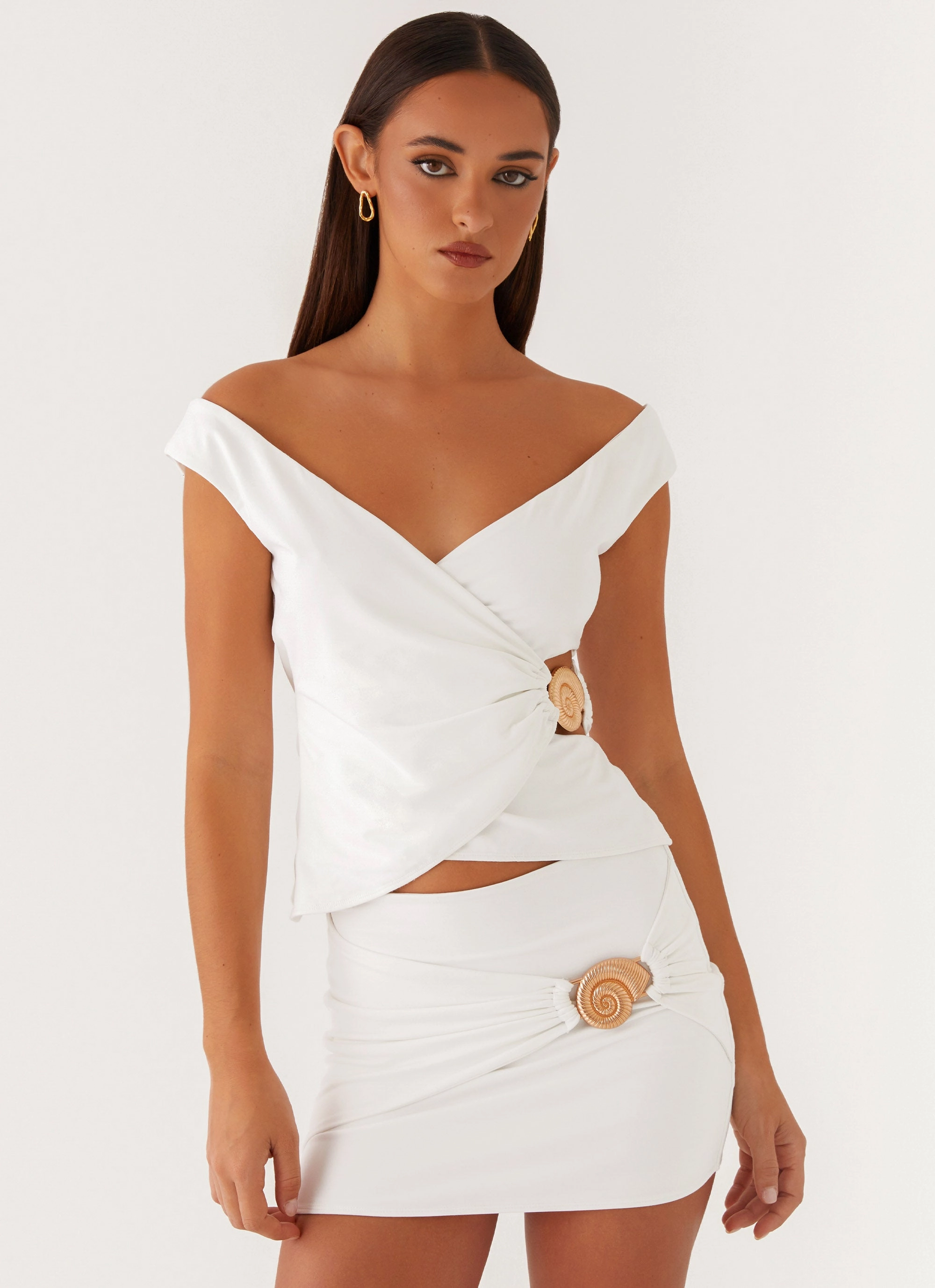 Shoreline Mini Skirt - White flared silhouette Daytime Look