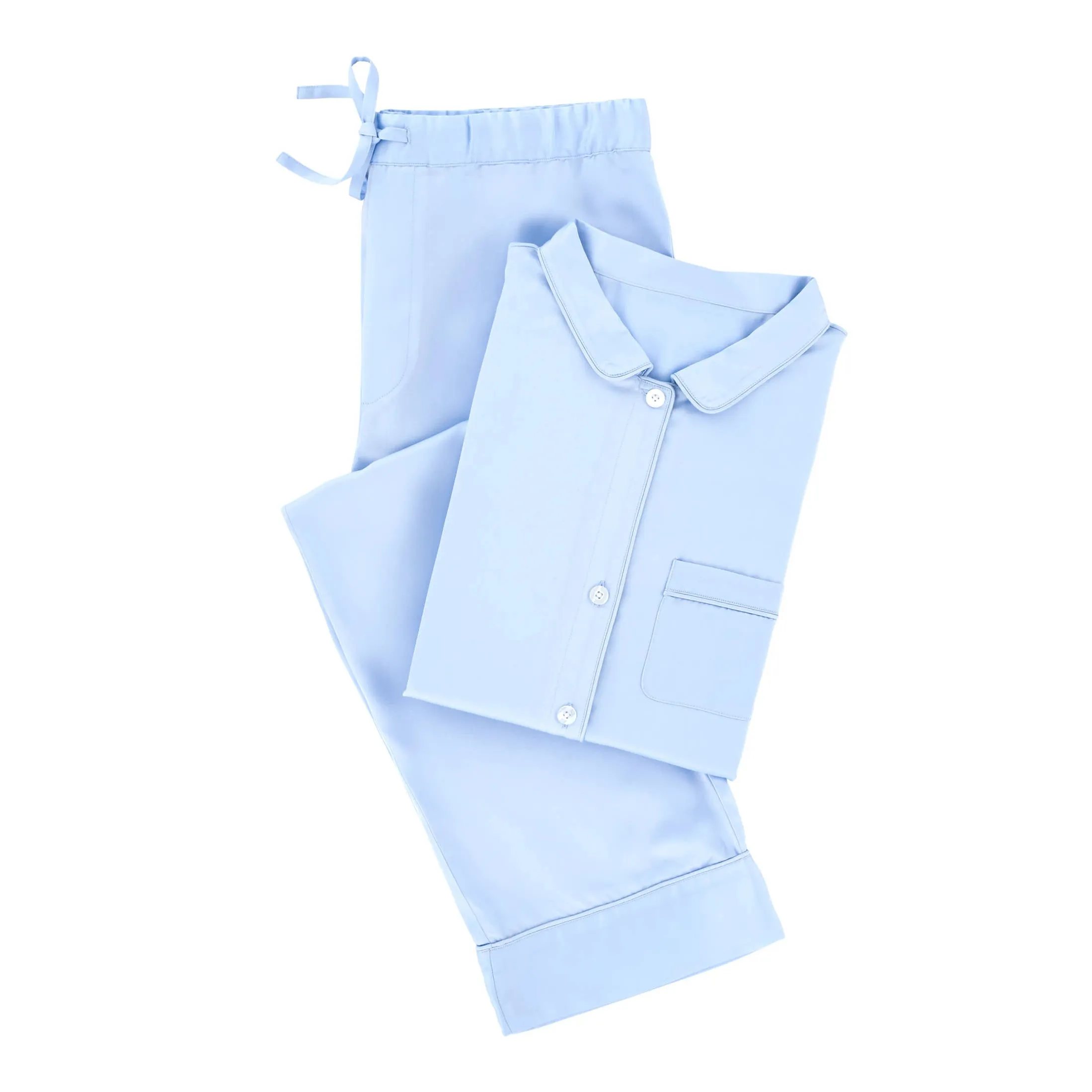 Silken Solid Soft Blue Pajama