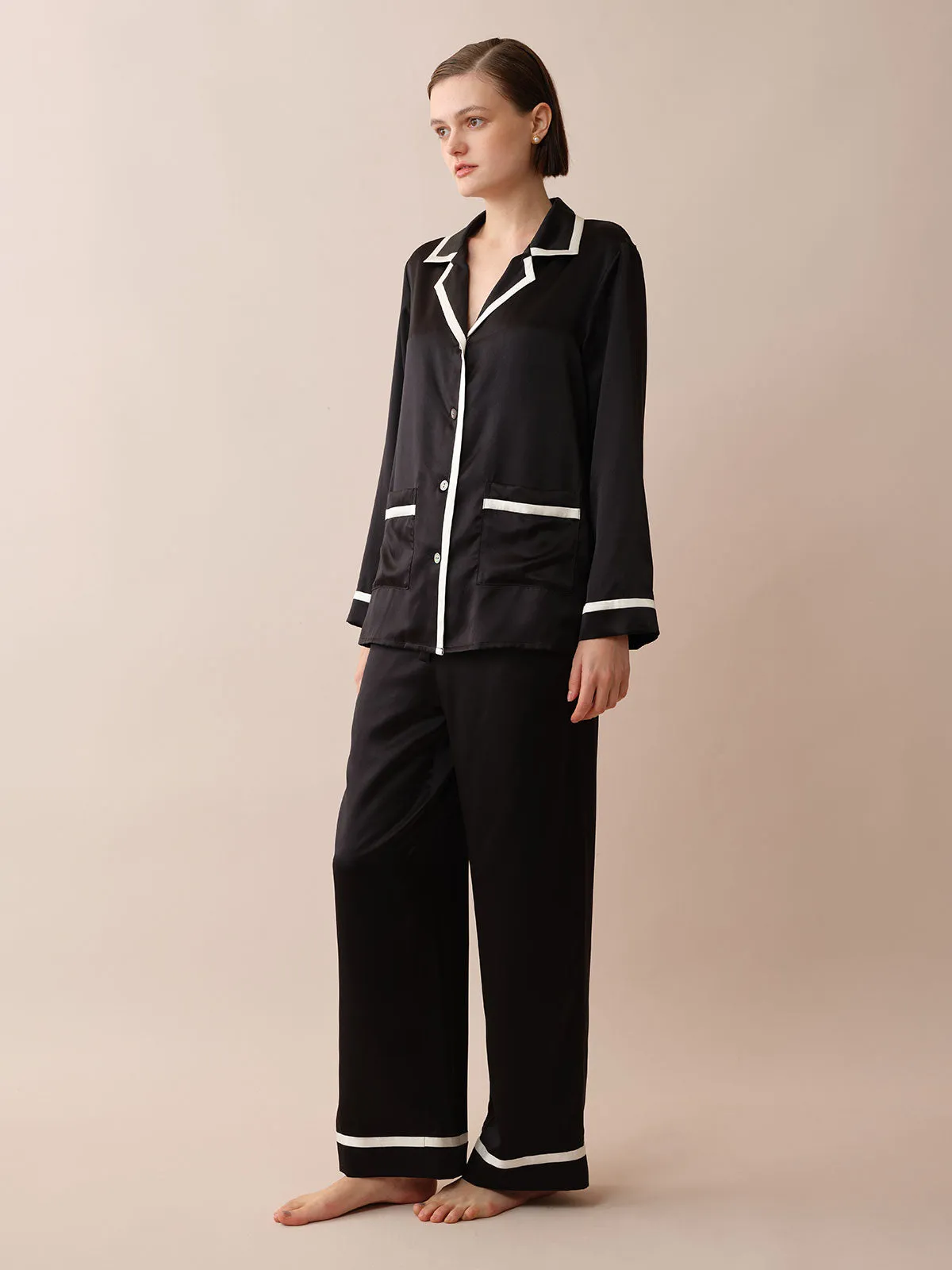 SILKINC White Trim Pajama Set