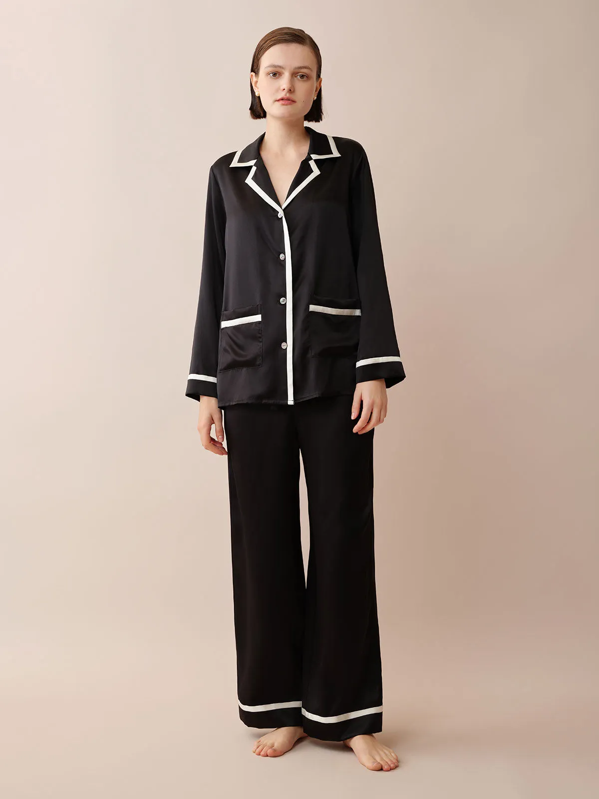 SILKINC White Trim Pajama Set