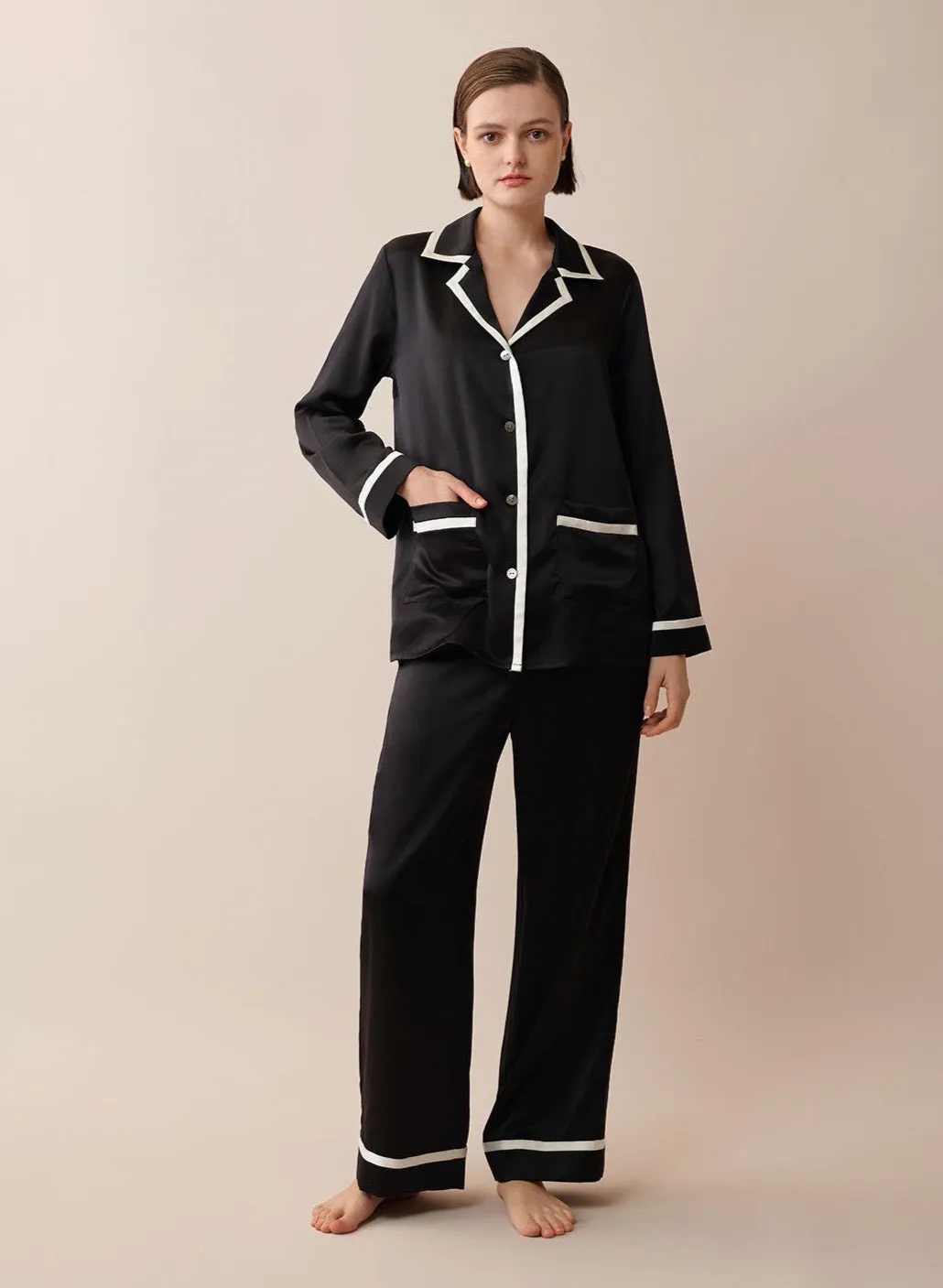 SILKINC White Trim Pajama Set