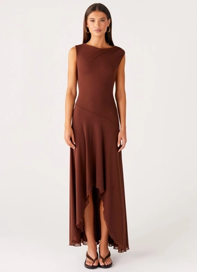 Elegant Piece Office Glam Danika Maxi Dress - Chocolate