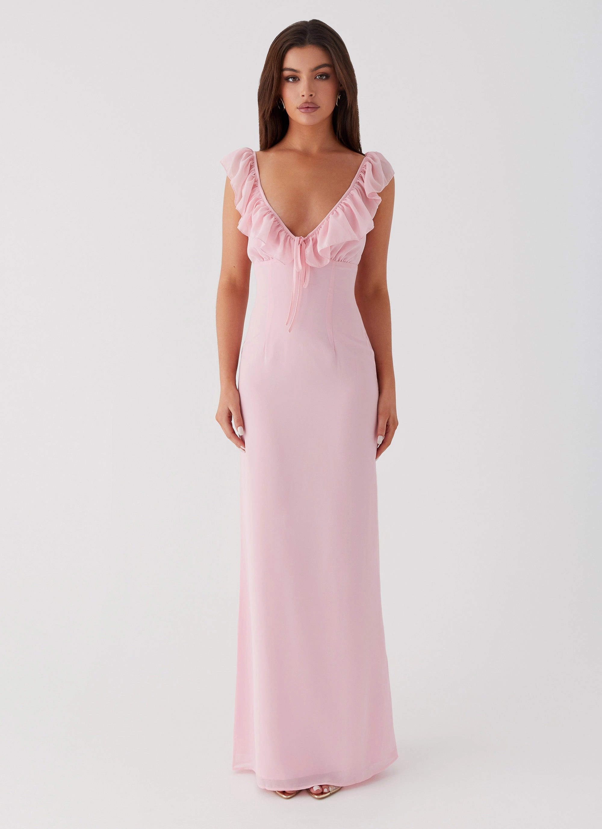 Sleek Cut Silvie Maxi Dress - Pink