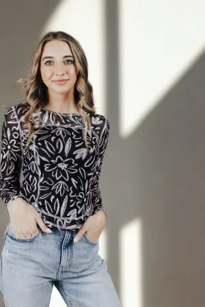Versatile Layering Simon Says Floral Mesh Top