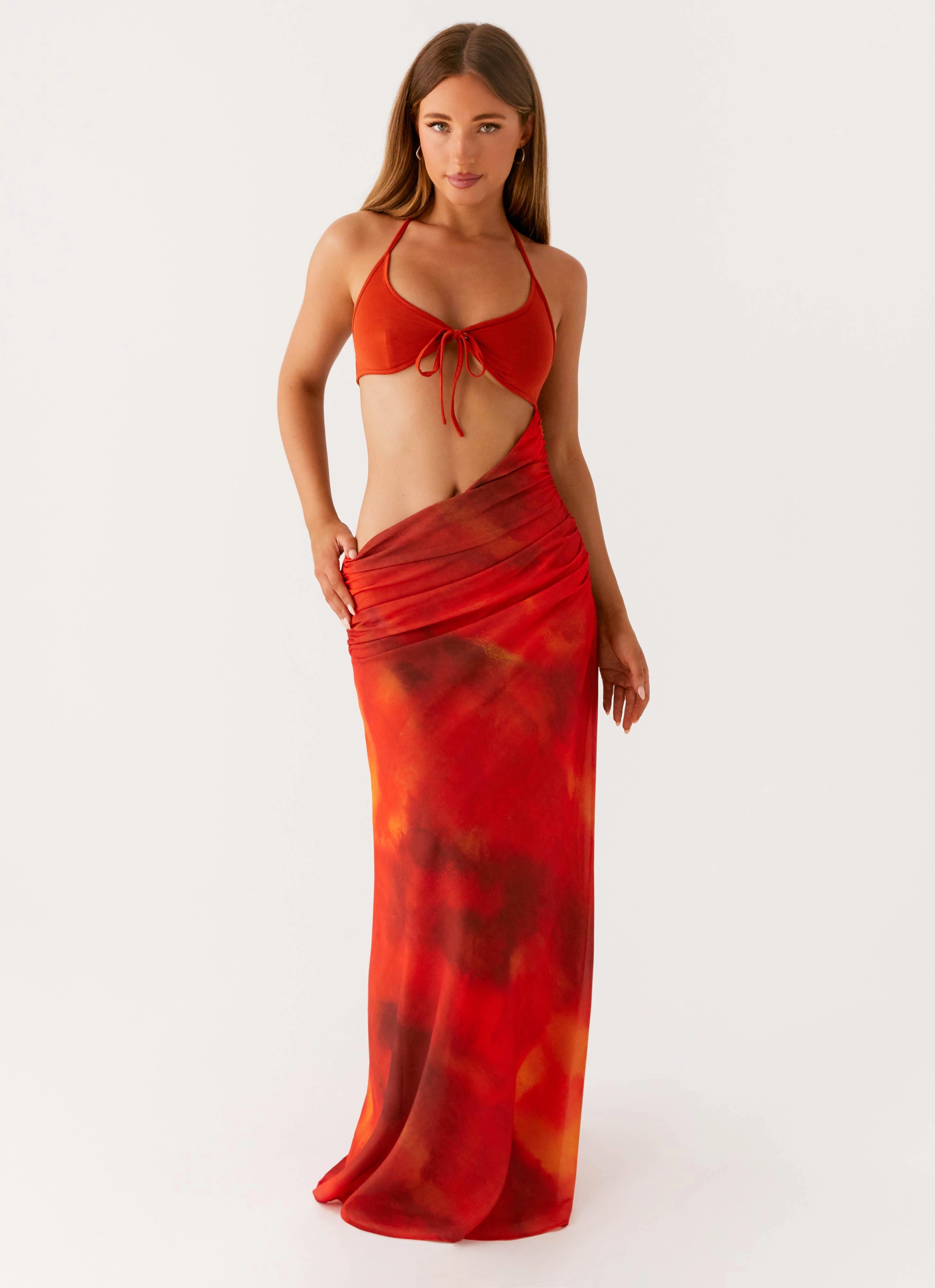 Work Friendly Understated Charm Elixis Maxi Dress - Scarlet Blur