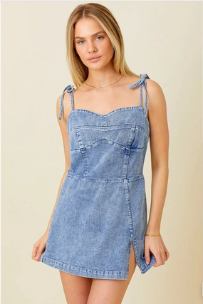 Calm Flow Daisy Duke Denim Tie Dress