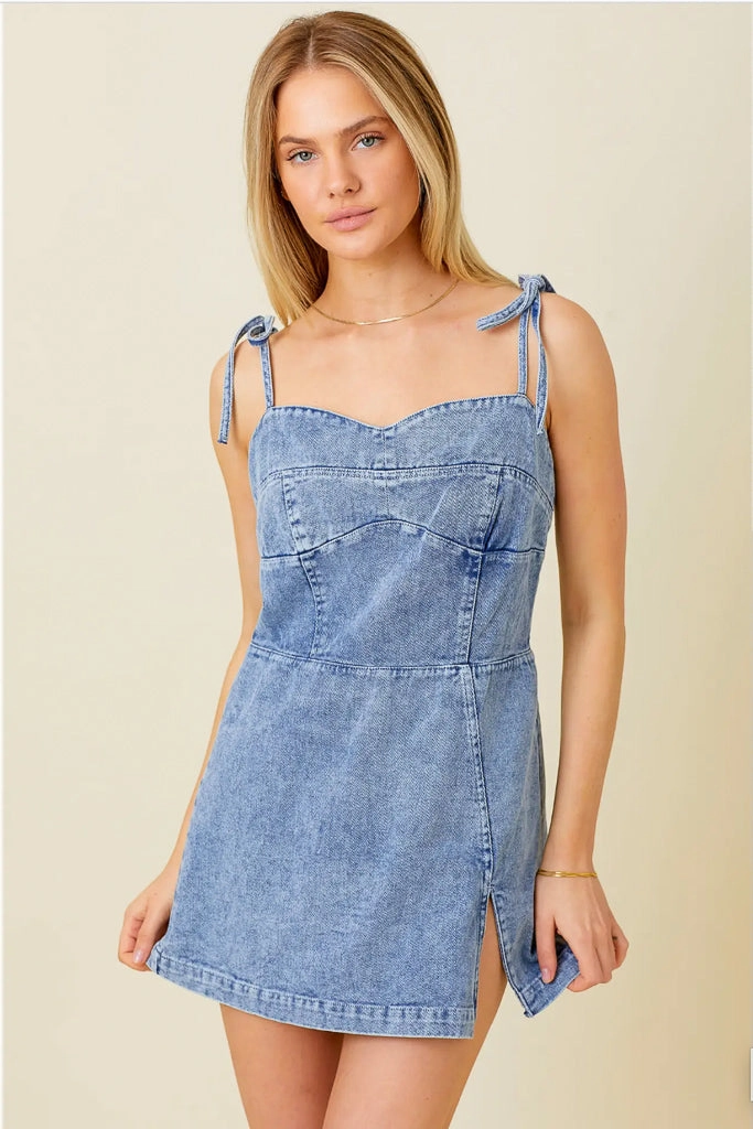 Calm Flow Daisy Duke Denim Tie Dress