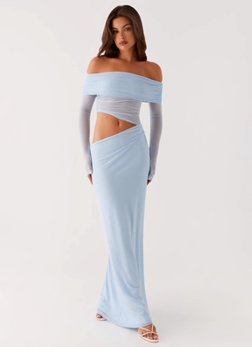 Emery Maxi Dress - Blue Glossy-Finish Quick Drying