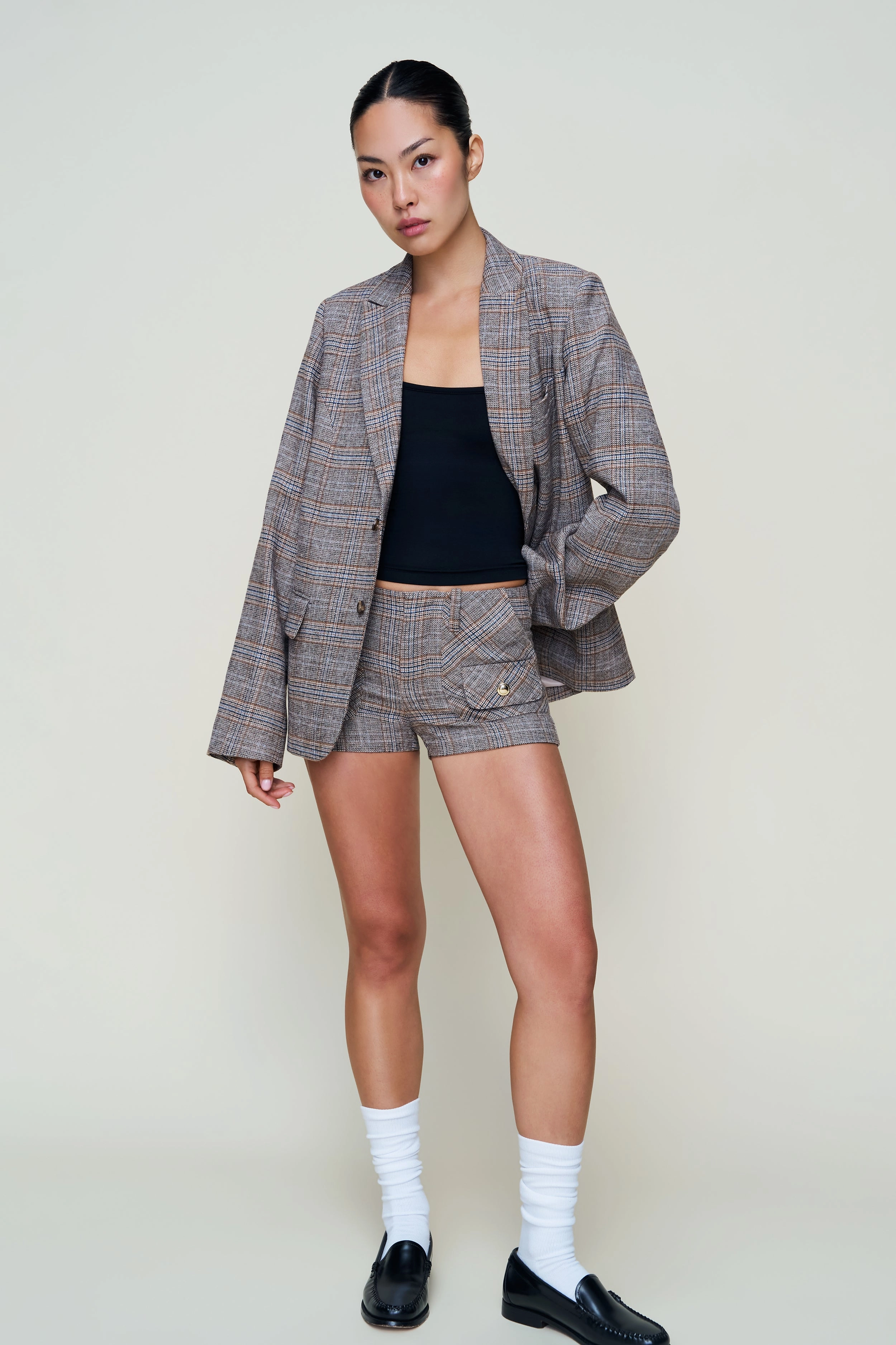 Port Pocket Design Penelope Patch Pocket Tartan Short