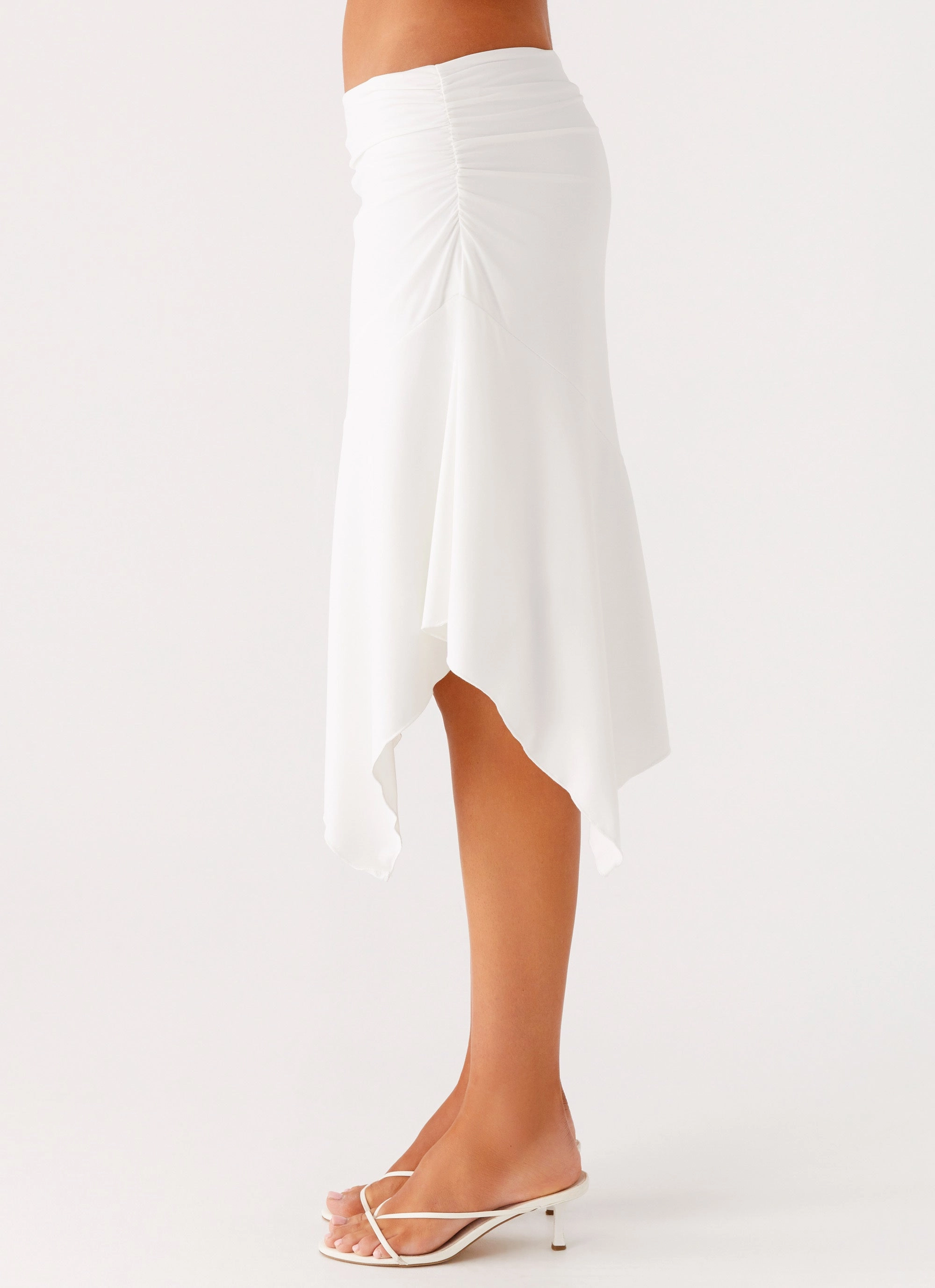 Maxina Asymmetrical Midi Skirt - White Comfortable Feel Easy Comfort
