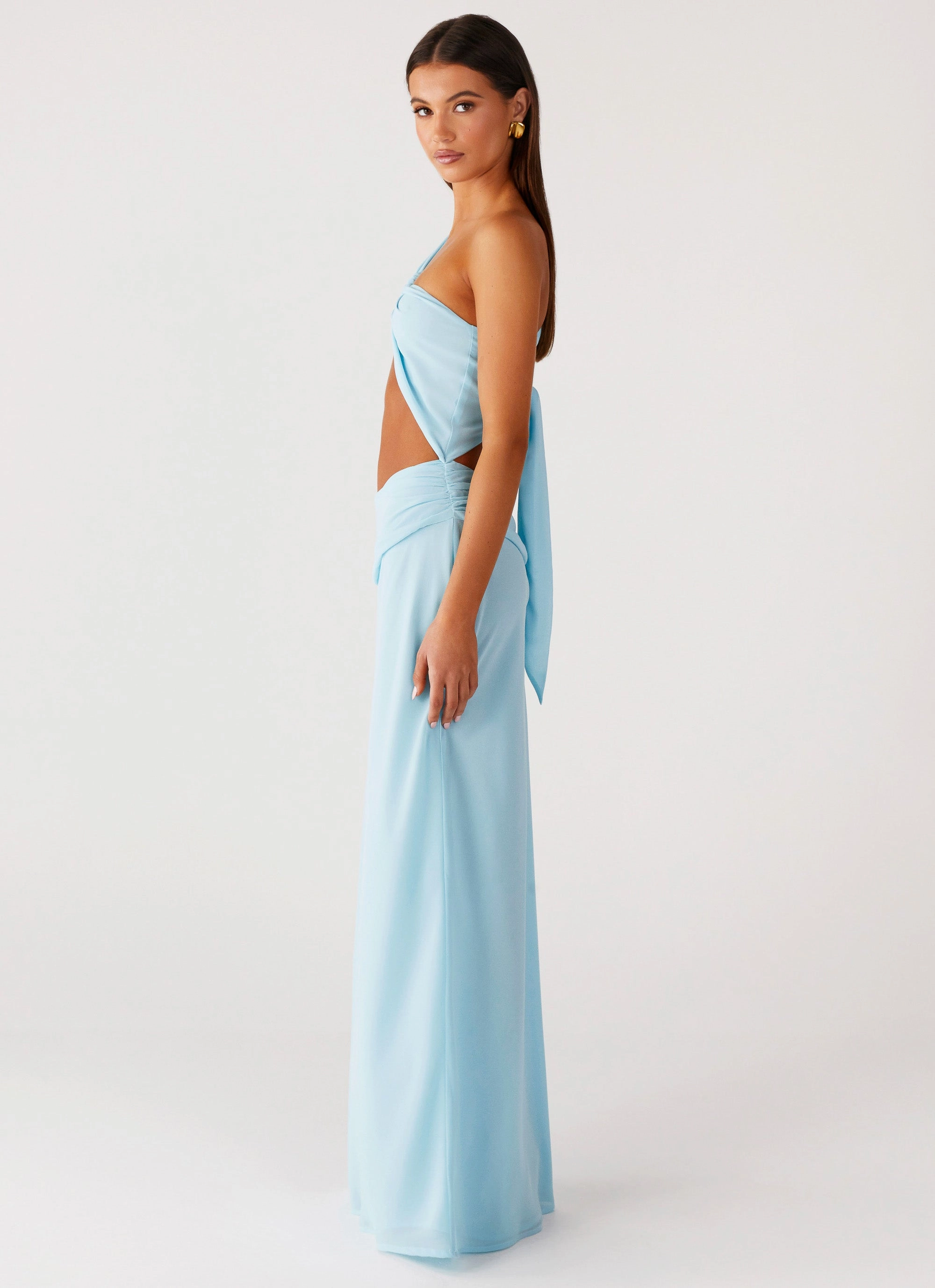Cindelle One Shoulder Maxi Dress - Turquoise Lazy Pick Layered Comfort