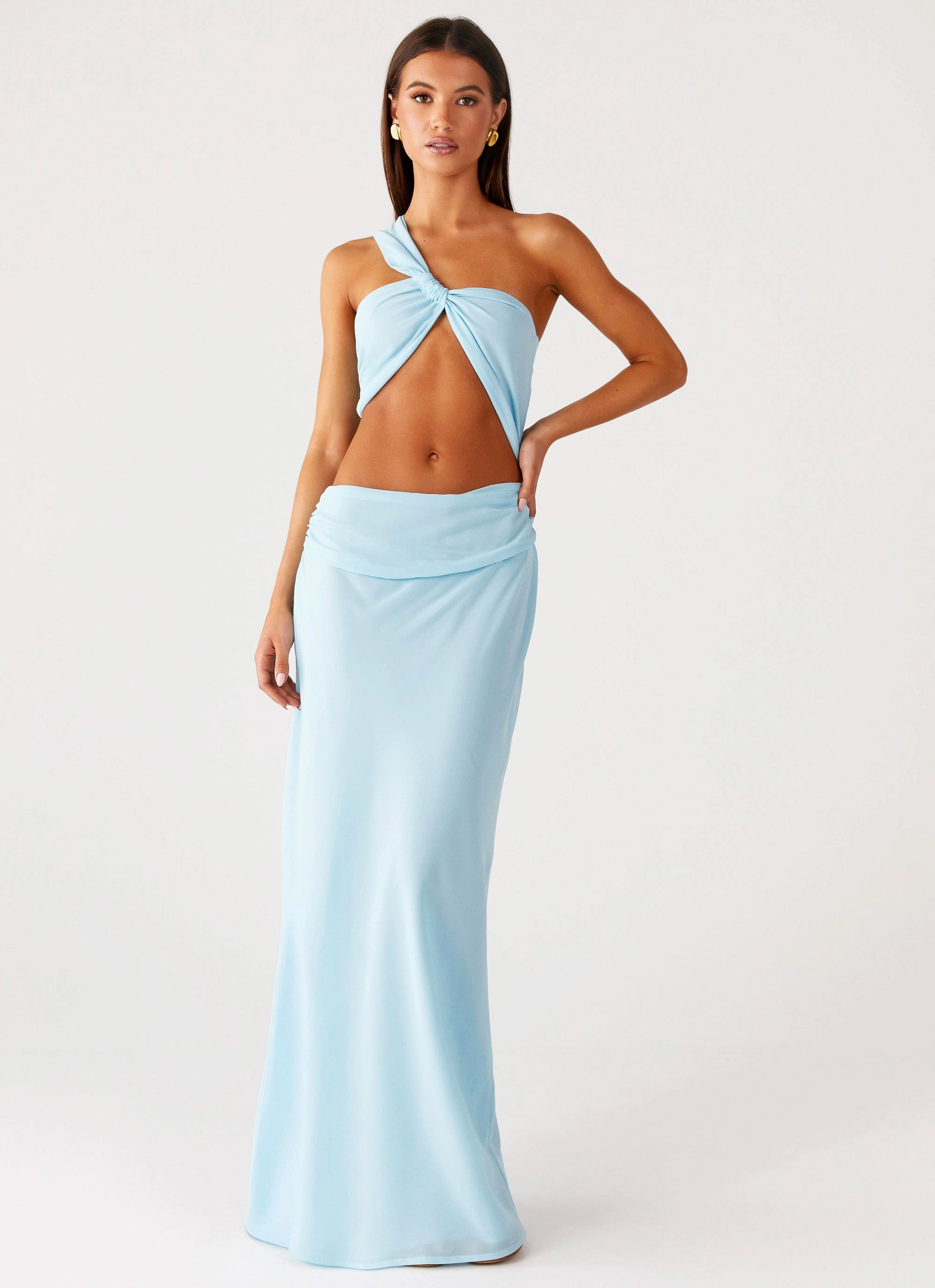 Classic sheath dress All Day Look Cindelle One Shoulder Maxi Dress - Turquoise