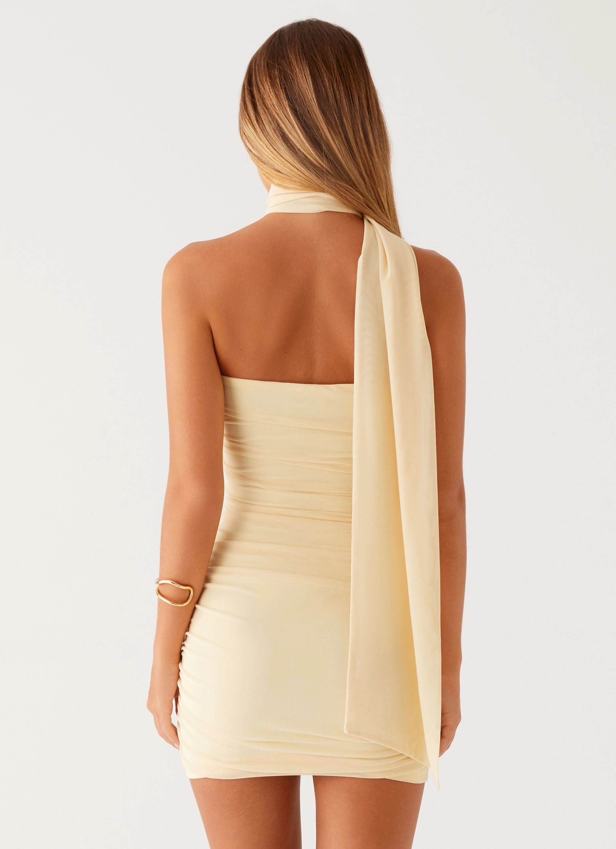 Breaking News Mini Dress - Yellow Coordinated Set Laser Cut Edges