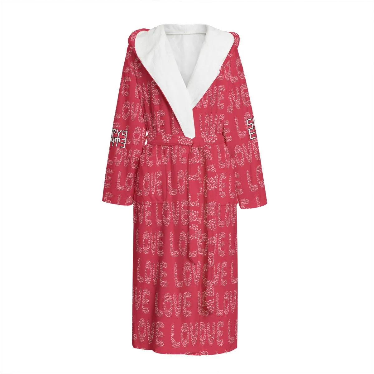 Sixty Eight 93 Logo White & Black Unisex Flannel Hooded Bathrobe #10