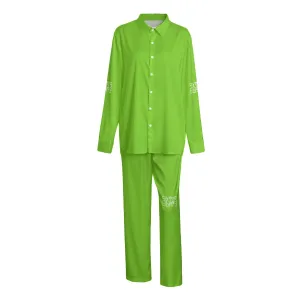 Sixty Eight 93 Logo White Green Apple Unisex Imitation Silk Pajama Set